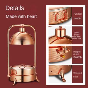 ที่อุ่นอาหารพร้อมไฟสำหรับงานในเชิงพาณิชย์พร้อมฝาปิดแบบแขวนแนวตั้งสีโรสโกลด์ - Product Image 3