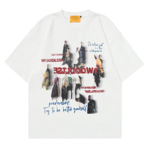 เสื้อยืดคอตตอนหนาพิมพ์โลโก้ได้ตามต้องการ สไตล์ยูนิเซ็กส์ ทรงปกติ พิมพ์โลโก้แบบเรียบ คุณภาพสูง - Product Image 3