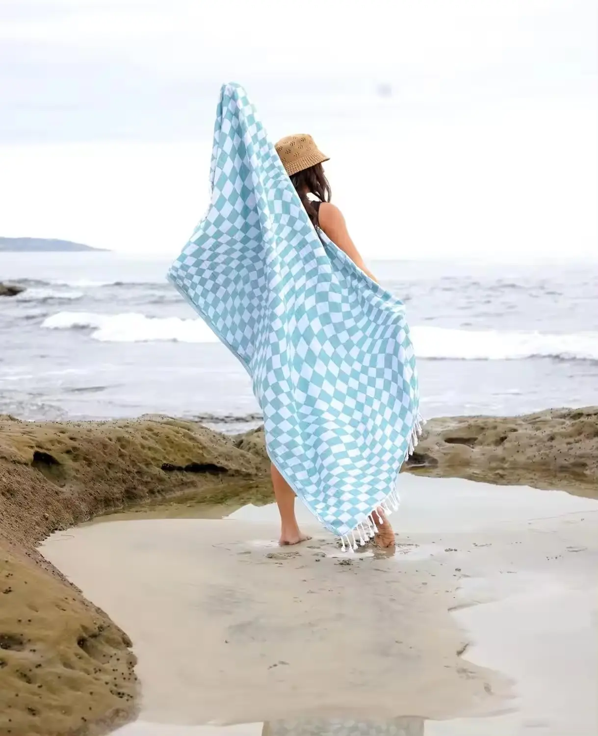 Serviette de plage léopard en coton biologique écologique personnalisée en gros