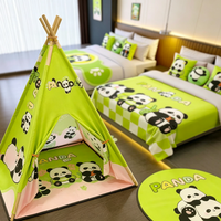 Parure de lit hôtelière thème Panda pour enfants, couvre-lit et couvre-sommier pour la décoration de chambre d'enfant, idéal pour les hôtels, complexes hôteliers et maisons d'hôtes - Vente en gros