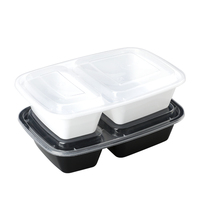 Emballage alimentaire à emporter personnalisable, contenants alimentaires micro-ondables à 2 compartiments, boîte à lunch en plastique jetable