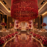 Décoration de plafond rustique en macramé pour mariage avec arrangement floral artificiel, lustre de fleurs artificielles pour toile de fond de lieu événementiel OEM