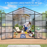 Serre Moderne 10x18 pieds en Polycarbonate, Serre Extérieure Passe-Partout, Serre pour Plantes, Revêtement Poudré, Résistante aux UV, Écologique