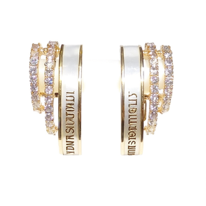 Pendientes Huggie Lumisoul, Chapados en Oro de 22k, con Cristales de Circonita, Diseño de Canal, para Mujer, Uso Diario, de Lujo - Product Image 1