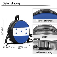 Sac à dos rond en cuir PU avec drapeau national du Honduras, sac à bandoulière réglable pour femmes, sac à bandoulière tendance pour voyage et cadeau