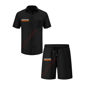 Ensemble chemise et short noirs sur mesure, vêtements décontractés, design de logo personnalisé, tenue d'été. - Product Image 4