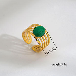 แหวนปรับขนาดได้รูปไข่ประดับด้วยหินไทเกอร์อายธรรมชาติ 5 สี แหวนสแตนเลสทรงเรขาคณิตทันสมัย - Product Image 5