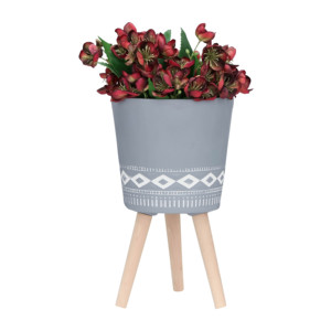 Supports de plantes modernes avec pots en résine cannelée pour plantes d'intérieur et d'extérieur, pots à fleurs ronds, décoration intérieure - Product Image 3