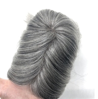Topper pour femme en cheveux humains vierges gris argentés, facile à porter, taille 3x5 pouces, gris, 10, 12, 14 pouces