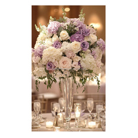 Arrangement floral de table de mariage, roses vertes, centre de table de mariage, boule de fleurs artificielles en soie blanche