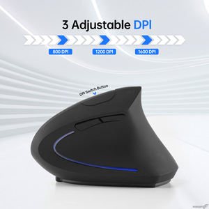 Ergonomic 2.4GHz không dây dọc quang USB chuột 3 có thể điều chỉnh 1600 cao DPI LED backlit cho bàn tay lớn chơi game phong cách - Product Image 5