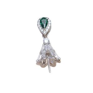 Base de Plata S925 para Abalorios, Bandeja Vacía JG5994, 10-12mm, Circonita Verde, Perla, Accesorios para Joyería, Componentes para DIY - Product Image 5