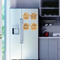 Adesivo per Frigorifero in Legno Artigianale Personalizzato Stile Moderno con Design 3D a Doppio Strato con Motivi di Monumenti Cittadini