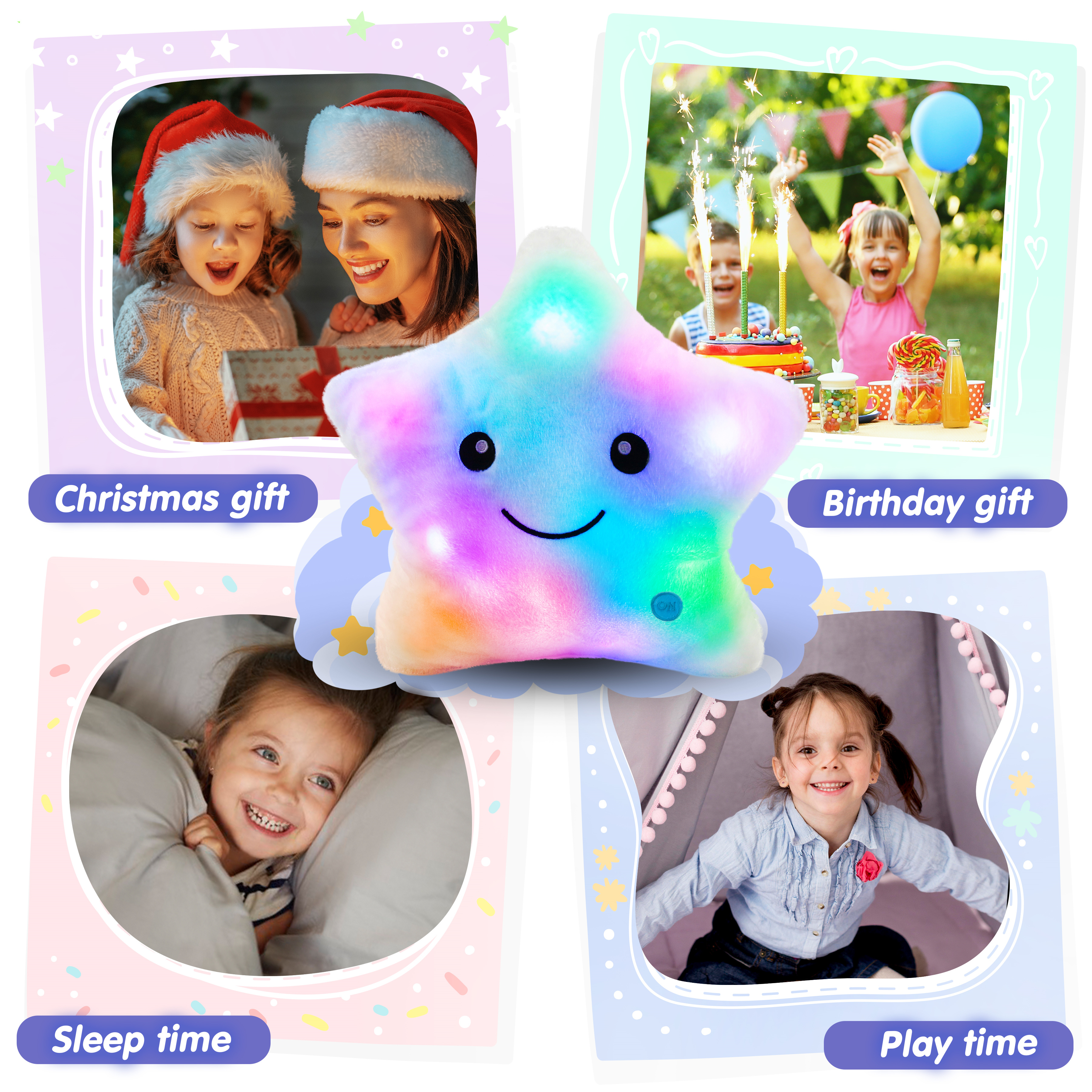 BSTAOFY Light up Music Happy Birthday Puppy Dog Soft Plush Pillow Birthday Stuffed Animal Dog Birthday Gift for Toddler Kids Girls, 14'' 並行輸入品 Bstaofy Light up Musical Twinkle Star Lullaby Glow Light up Stuffed  Animated LED Toys Soft Cuddly Singing Christmas for Toddlers
