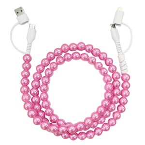 Cargador de cuentas de perlas USB tipo C de carga rápida 4 en <span class=keywords><strong>1</strong></span> de moda Rosa Blanco para computadora en venta - Product Image 1