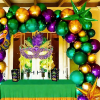 40 Globos de Mardi Gras de 10 Pulgadas, Color Verde Brillante, Morado Metálico y Dorado, para Decoraciones de Fiestas de Mardi Gras, Martes Grueso y Cumpleaños