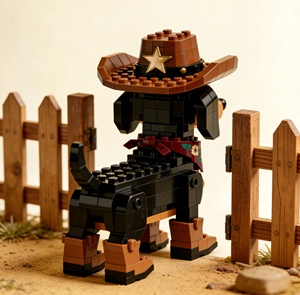 Cowboy Dachshund ABS Plastic <b>Building</b> Blocks 3D Pet <b>Model</b> 1:12 Scale DIY Assembly Toy Gift for Dog Lovers - Product Image 5