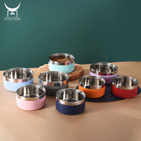 Bol pour animaux de compagnie en acier inoxydable, base en caoutchouc antidérapante, bol pour nourriture pour chien, bol d'alimentation pour animaux de compagnie coloré et isolé pour chiens de grande, moyenne et petite taille