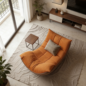 Canapé inclinable moderne de luxe léger, en cuir flanelle <span class=keywords><strong>orange</strong></span> caramel, patchwork, salon, détente - Product Image 3