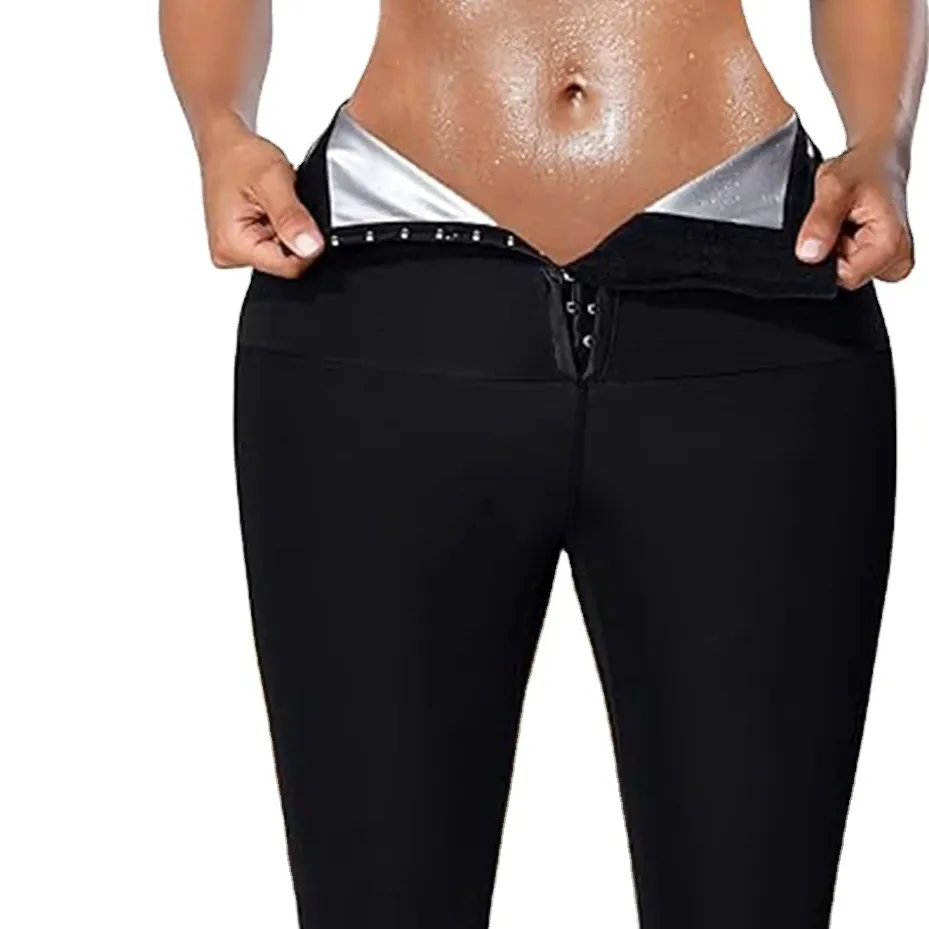 Benutzer definierte Logo Womens Butt Lifter Abnehmen Sauna Sweat Effect Pants Verstellbare Leggings mit hoher Taille und Haken