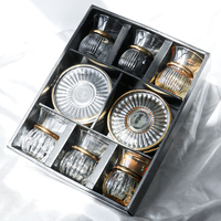 Ensemble de tasses à café et soucoupes en verre de couleur personnalisée, style vintage, pour la maison, le restaurant, tasses à café turques arabes en verre