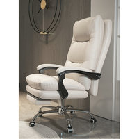 Chaise de bureau de direction en cuir PU à dossier haut, pivotante et inclinable, avec repose-pieds et appuie-tête rembourré réglable