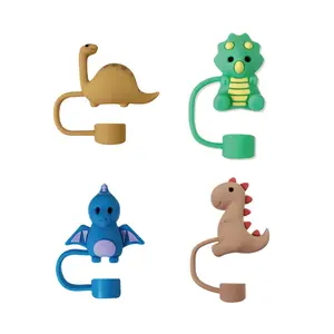 Stock Dinosaur Animals 10mm Straw Toppers Compatible with Brand Tumblers, 0.4in/10mm Straw Covers Cap for Bottle Cup
