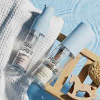 Flacon pompe airless de luxe 2-en-1 à double chambre, 30 ml, en PETG marron, pour sérum de soin et mélange de poudre lyophilisée