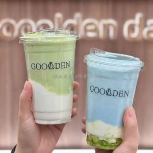 Customized Disposable PET <b>PLA</b> Cups with Lids Clear Embossed Printing Logo Boba Coffee and Cold Drinks - Product Image 6