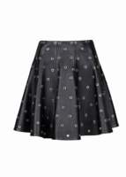 Rok Mini Wanita Gothic Suede Asli Hitam dengan Ritsleting Logam Perak, Pinggang Tinggi, Lipit Lurus, Cetak Batik, Bernapas