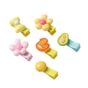 Barrettes pour bébés recouvertes de tissu, pinces à cheveux en forme de bec de canard pour usage quotidien des enfants, thèmes fleurs, cerises, lapins, ananas, canards - Product Image 5