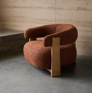 Poltrona Lounge dal Design Moderno con Telaio in Frassino Massiccio e Rivestimento in Cotone e Lino, Colore Personalizzabile per Soggiorno - Product Image 6