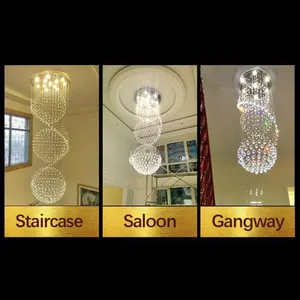 Lustres sphériques modernes du sol au plafond décorent les lustres en cristal dans le salon, <span class=keywords><strong>la</strong></span> salle à manger et l'hôtel. - Product Image 6