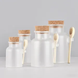 100ml 200ml 300ml 500ml body scrub salt bath container packaging empty wooden cord spoon plastic cream jar
