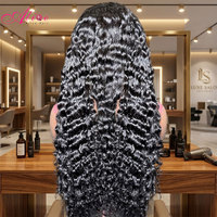 Perruques Lace Front de Luxe Haute Densité, Ondulées et Bouclées, avec Frange, Perruque Frontale HD 13x6, Cheveux Humains Vierges à Cuticules Alignées