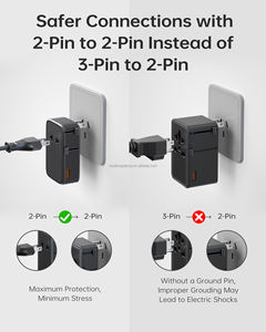 Adaptador de Viaje Universal con 8 Tomas de Corriente, Salida Máxima de 10A, Múltiples Protecciones, Enchufe de Corriente Estándar de EE. UU., Enchufe de Corriente Estándar del Reino Unido - Product Image 3