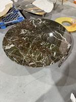 Plateau de table basse en résine marbrée avec pieds en marbre, design rond, dessus de table en marbre pour salon