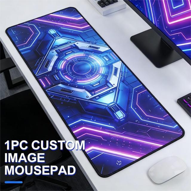 Extended Large Square Computer Keyboard Mouse Mat Desk Pad Non-Slip Base Stitched Edge for Home Office Gaming Work