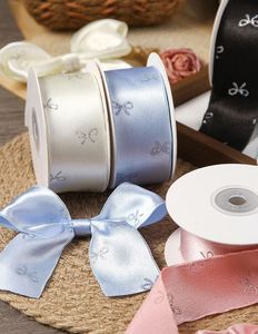 Ruban en satin de haute qualité luxueux avec motif de nœud pailleté de 4 cm pour la décoration du col des robes, 10 yards/rouleau - Product Image 1