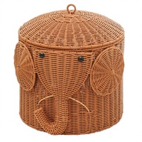 Panier de rangement multifonction élégant et écologique en jonc de mer, rotin, bambou et jacinthe d'eau, en forme d'éléphant, pour l'organisation de la maison