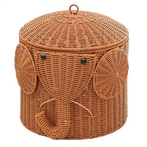 Elegant Eco-Friendly Seagrass Rattan Bamboo Elephant-Shaped WATER HYACINTH Multifunction <b>Storage</b> <b>Basket</b> for Home Organization - Product Image 2