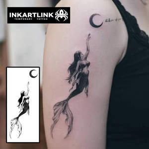 Autocollant de <span class=keywords><strong>tatouage</strong></span> semi-permanent réaliste sirène lune, longue durée 2 semaines (15 jours), art corporel pour femmes, bras et épaule, vente en gros - Product Image 2