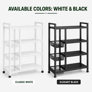 Standing Type Kitchen <b>Storage</b> Rack Organizer with 4 Layers Metal Shelf 3 <b>Baskets</b> <b>for</b> Home Use Wholesale Supplier - Product Image 6