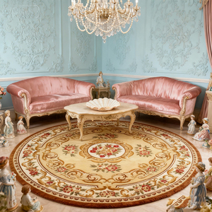 2025 nouveau <span class=keywords><strong>tapis</strong></span> en laine <span class=keywords><strong>rond</strong></span> classique européen NZ Style cour française médaillon floral <span class=keywords><strong>tapis</strong></span> tufté à la main pour salon de luxe - Product Image 5