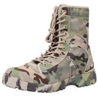 Bottes tactiques d'extérieur montantes camouflage en toile à lacets antidérapantes respirantes pour l'entraînement toutes saisons