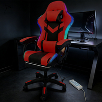 Chaise de jeu ergonomique en cuir avec dossier haut et éclairage RGB, vente en gros