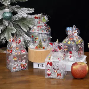 Transparent Candy Box Christmas Decoration Gift Box And Packaging Santa Claus Snowman Elk Reindeer Candy christmas clear box