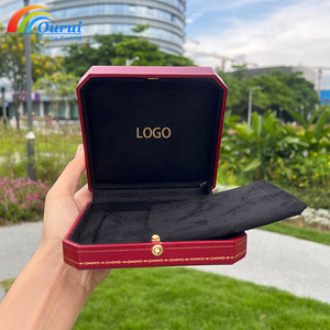 Luxury Octagonal Red PU Leather Jewelry <b>Box</b> Custom Logo <b>Bracelet</b> Necklace Watch <b>Gift</b> Packaging <b>Box</b> - Product Image 1