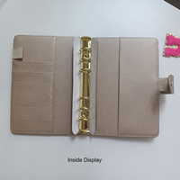 Organiseur de budget et agenda en cuir PU rose A6 avec anneaux dorés, classeur à feuilles mobiles personnalisable – Vente chaude