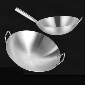 Pots durables de couleur naturelle et wok polyvalent en acier pour restaurant <span class=keywords><strong>chinois</strong></span> et hôtel avec poignée unique - Product Image 2